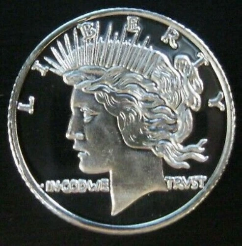 Peace Dollar design - 1 GRAM GR G .999 Fine Pure Solid Silver Bullion Round