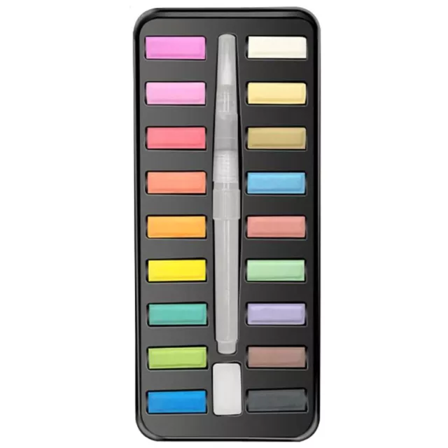 18 Colors Solid Watercolor Paint, with Brush, Portable Art Paint, School2840