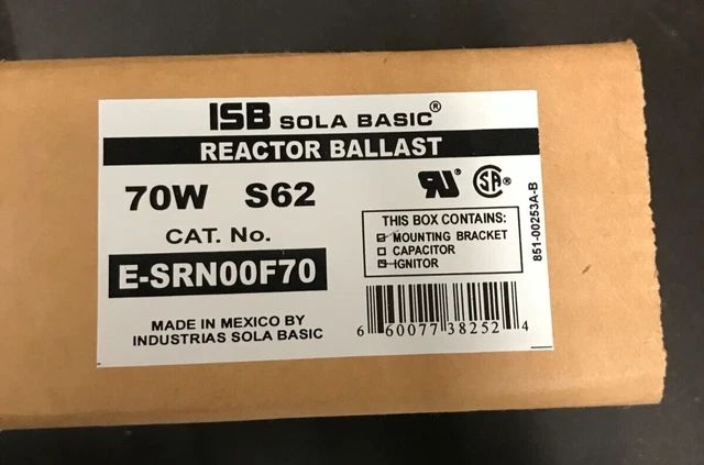 Isb Sola Basic Reactor Ballast Kit 70W S62 Hps E-Srn00F70