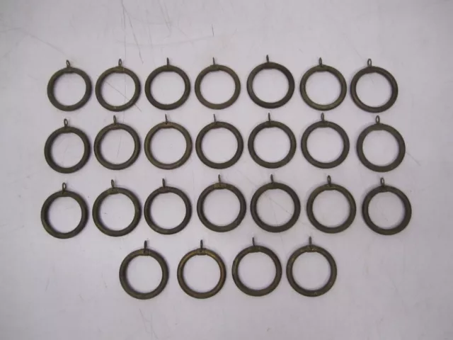Lot 25 Antique Vtg Brass Metal Circle Round Curtain Drapery Rings Hooks