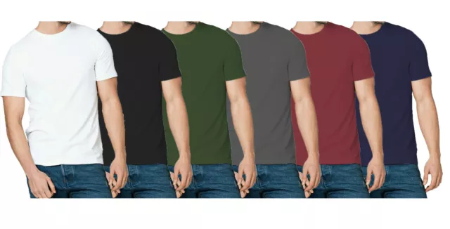 Mens 5 Pack Cotton Plain Heavy T Shirts Top Wholesale S-XL Tshirt Men New