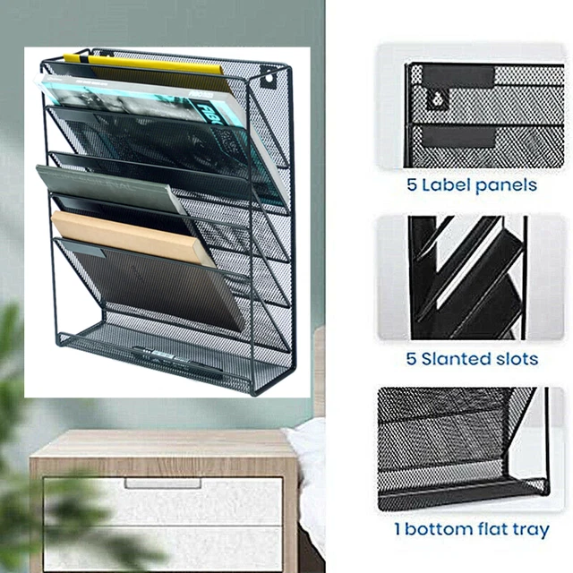 MAGAZINE RACK METAL Mesh Magazine File Sorter Office Organizer Storage ...