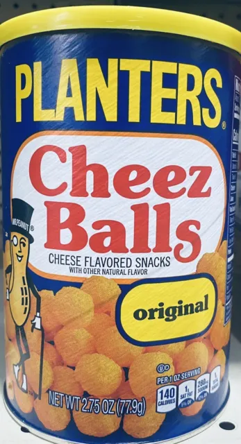 Planters ORIGINAL Cheez Balls Cheese Flavored Snacks 2.75 oz Resealable Canister