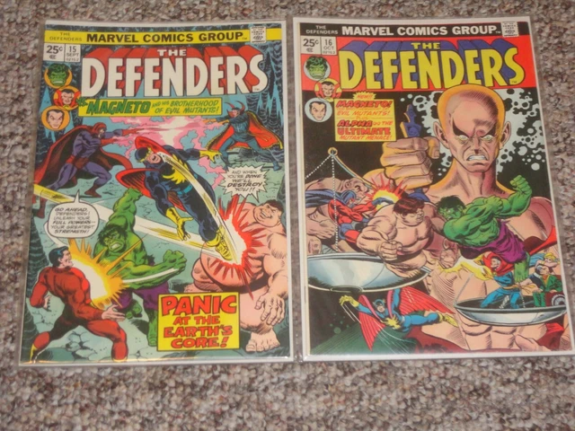 THE DEFENDERS #15-16 VG/FN 1974 Magneto Brotherhood of Evil Mutants
