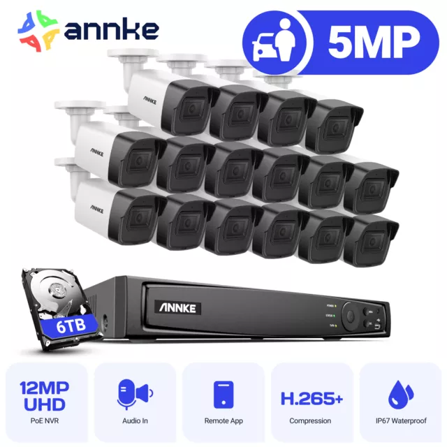 ANNKE 4K 8CH 16CH NVR 12MP Audio POE Security Camera System Human Detection IP67