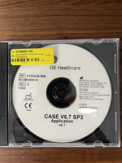 GE Healthcare CASE 6.7 SP3 software application 2109926-006 CD