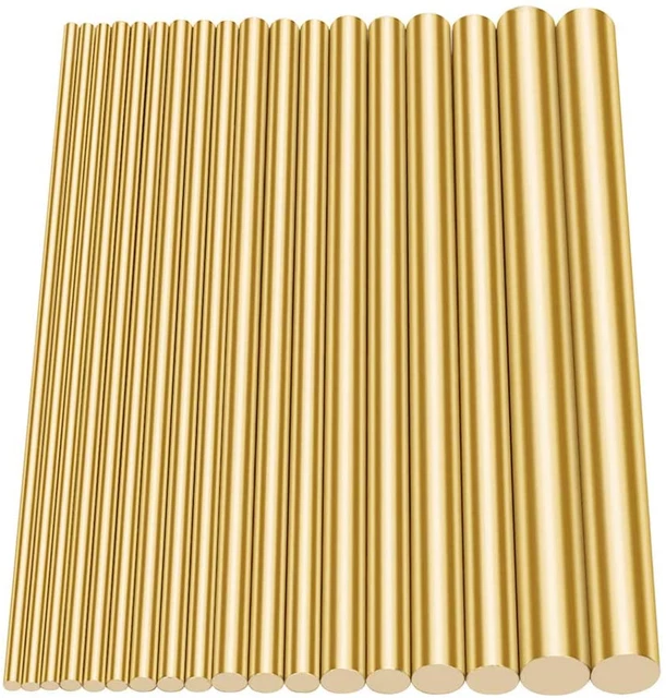 18Pcs Brass Solid round Rod Lathe Bar Stock Assorted for DIY Craft Tool, Diamete