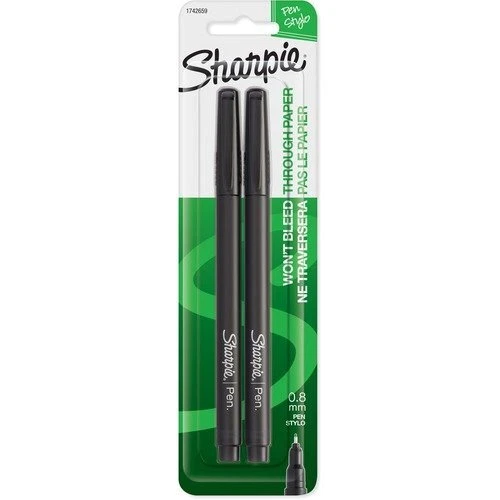 Sharpie 1742659 Pens, Permanent, Fine Point, 2/PK, Black (SAN1742659)