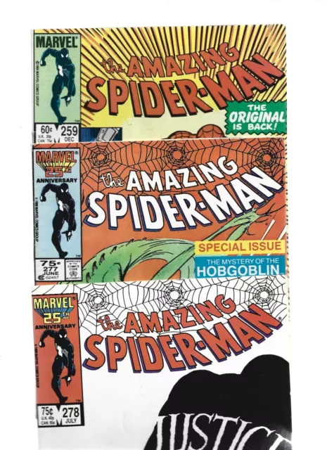 *HOT* MARVEL AMAZING SPIDER-MAN COMICS LOT OF 3 COPPER AGE KEYS #'s 259/277/278