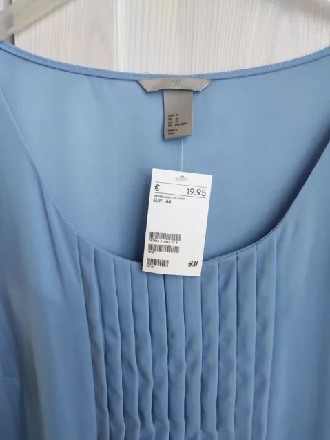 H & M: Sehr süßes Blusen Top Gr.44 NEU! Biesen Chiffon Hellblau Super schön! 2