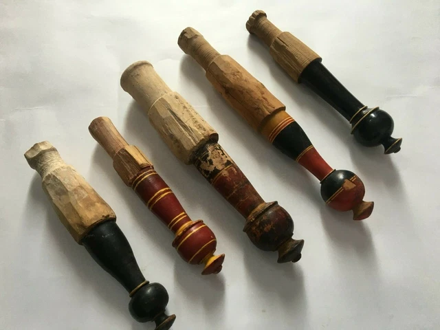 Antique Vintage Old Wood lacquer Paint Wall Hook Coat Jacket Hat Hanger 5 Pc
