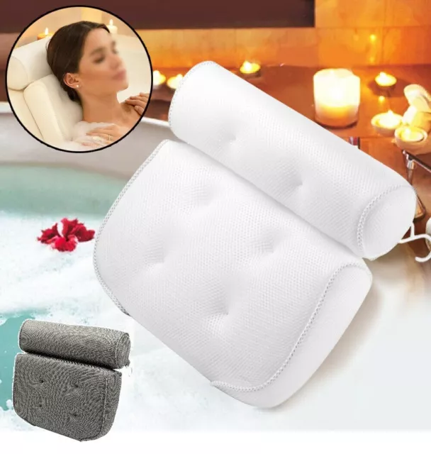 Luxury Spa Bath Pillow Comfortable Cushion Premium Waterproof Neck Back 4D Mesh