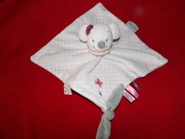 Doudou Plat Nattou Souris Rose Pois Gris Papillon neuf