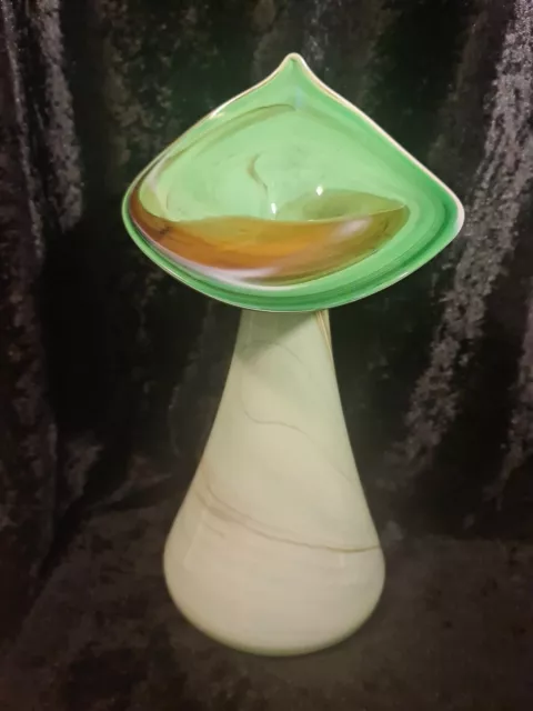 Wunderschöne mundgeblasene Vase Grün/Braun Murano