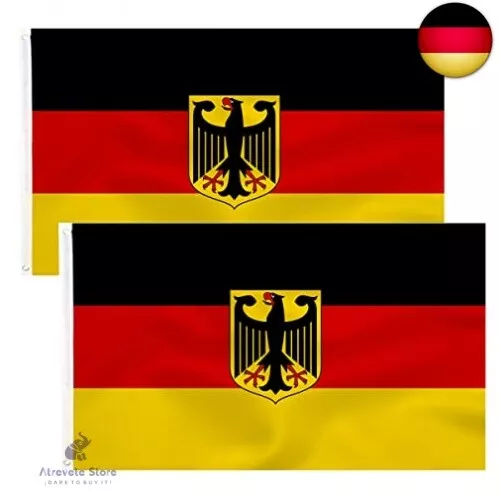 2pcs Deutschland Fahne mit adler 90 x 150 cm - Deutsche Flagge Polyester