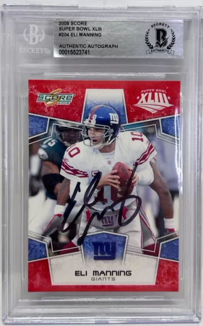 ELI MANNING Signed Autograph Encapsulated NY Giants Super Bowl Card Slabbed BAS