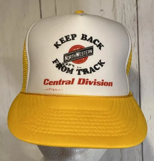 Chicago NorthWestern RR Hat Yellow Snapback Mesh Trucker Keep Back Track Cap