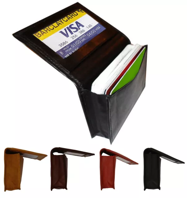 Genuine Leather 18 Credit Card Wallet ID Holder Mens Front Pocket