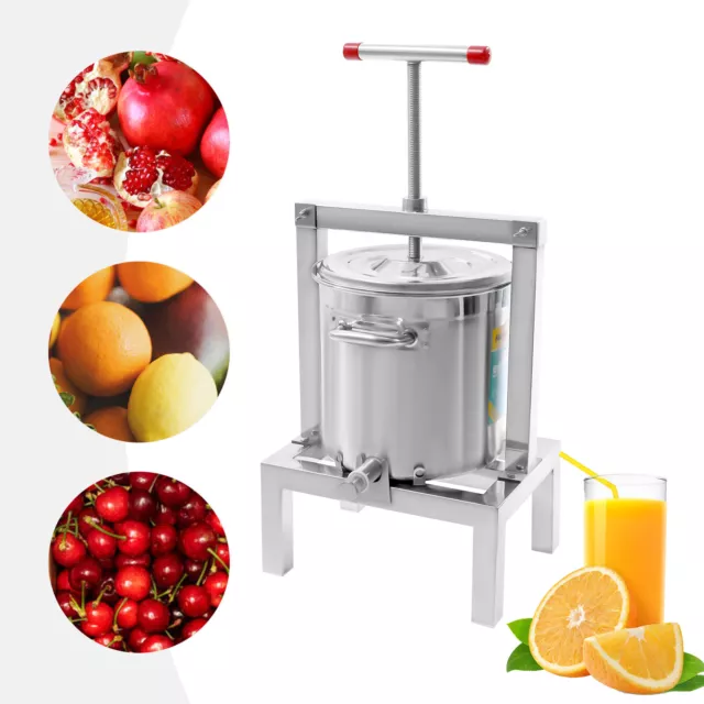 10L Fruit Wine Cider Press Apple Grape Juice Press Maker Juicer Stainless Steel