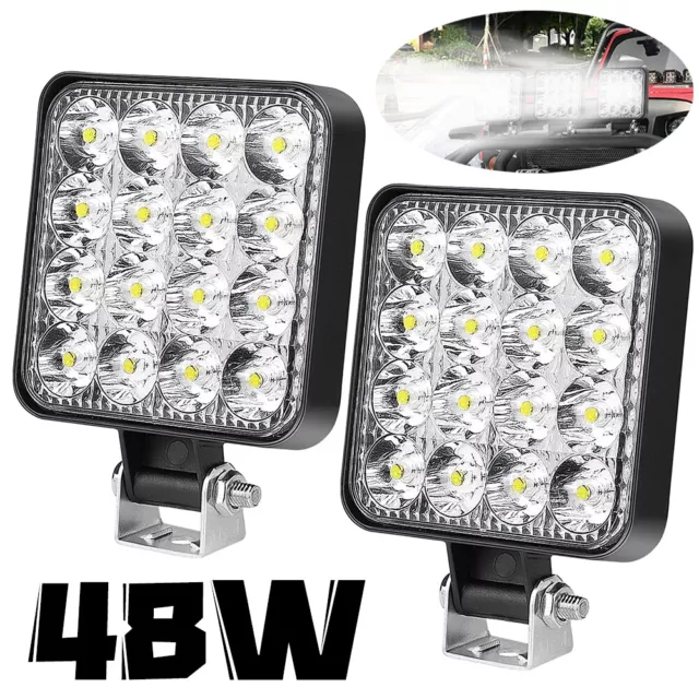 2X LED Arbeitsscheinwerfer 48W Arbeitsscheinwerfer Traktor 12V 24V Spotlight DE