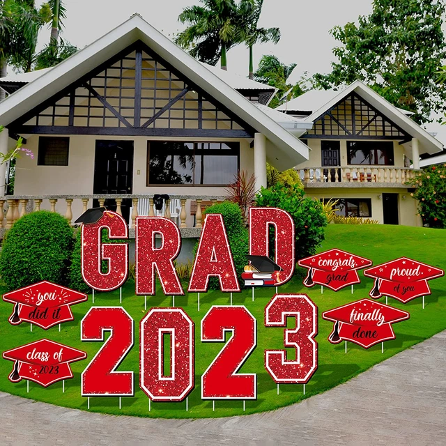 WATERPROOF 2023 GRAD Yard Signs Plastic Graduation Yard Signs Party