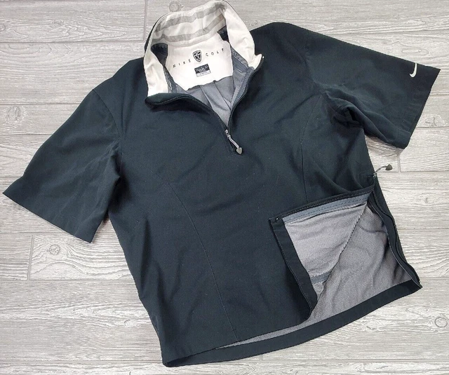 Nike Golf Storm Pullover Mens 1/4 Zip M Short Sleeve Black Windbreaker UNC Logo