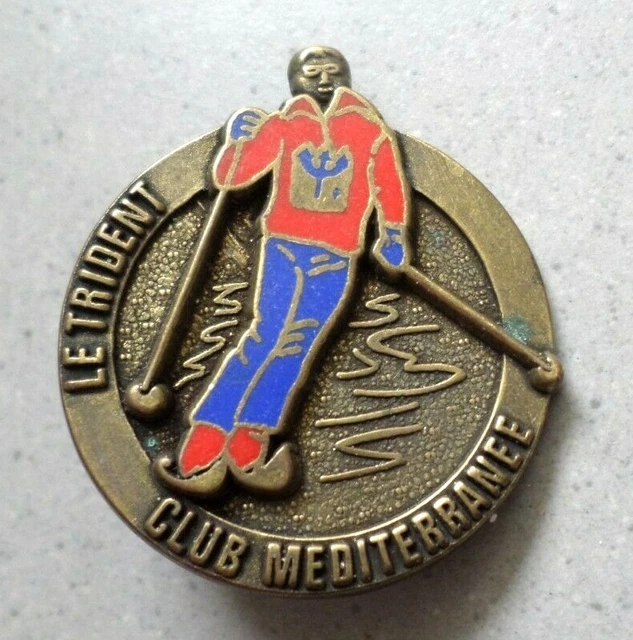BROCHE DE SKI / LE TRIDENT Club Méditerranée / MEDAILLE INSIGNE VINTAGE BREVET