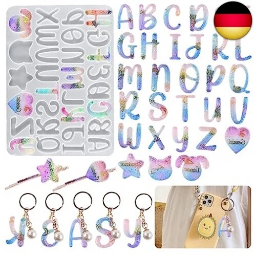 HyzaPhix 104-teiliges Silikonform Set - Resin Gießformen Für Schlüsselanhänger