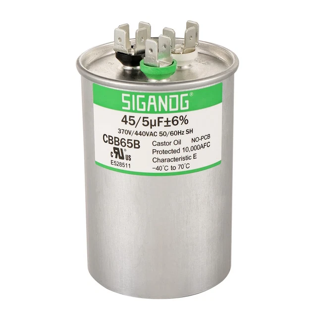 45+5 MFD 45/5 uF 370 or 440 Volt CBB65B Capacitor for AC Motor Run，Co...