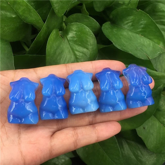 5pcs Carved Blue Opalite mini sexy Goddess Model Quartz Crystal Skull Healing