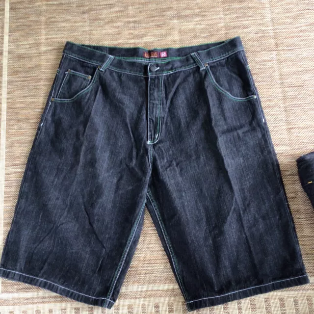 Mens Risk Black Denim Shorts Sz 44 Hip Hop