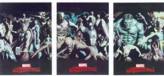 Marvel Masterpieces 2007 Complete Alex Ross Splash Chase Card Set #1-3