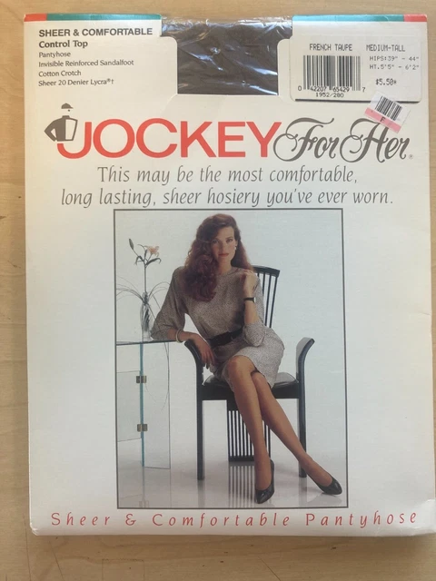 Vintage Jockey For Her Pantyhose  Sheer Medium Tall  French Taupe control Top