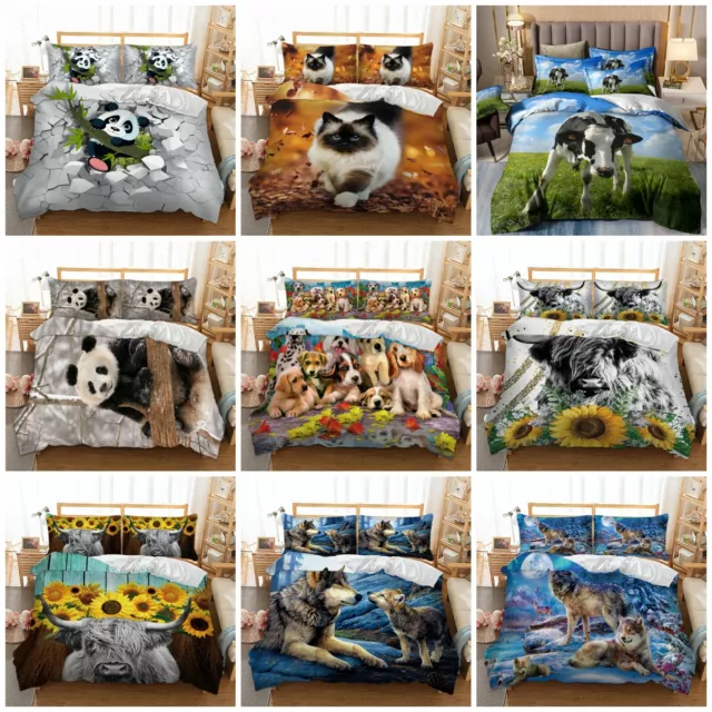 Wild Wolfs Cow Duvet Quilt Cover Bedding Set Pillowcases Single Double King Size