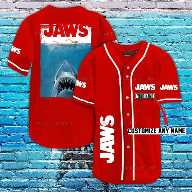 Jaws Personalized 3D BASEBALL JERSEY SHIRT US Size Fathers Day Gift Best Price