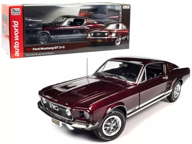 1967 Ford Mustang Gt 2+2 1/18 Diecast Model Car By Auto World Amm1309