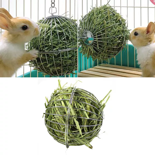 1pc Stainless steel rabbit feeder ball animal bunny hay grass shelf rack to-uh