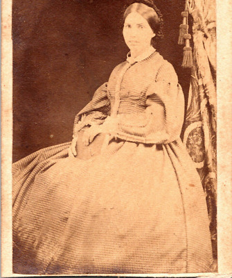 Pretty Young Woman Hoop Skirt CDV Civil War Era Antique Photo 1860's C9