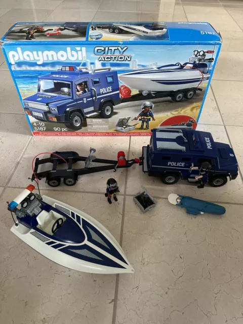 PLAYMOBIL CITY ACTION Polizei Polizeiauto Polizeiwache Polizist Motorrad Wache