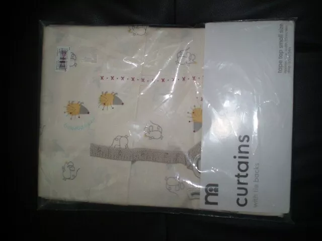 Mothercare Precious Bear Tape Top Curtains with Tie Backs BNIB