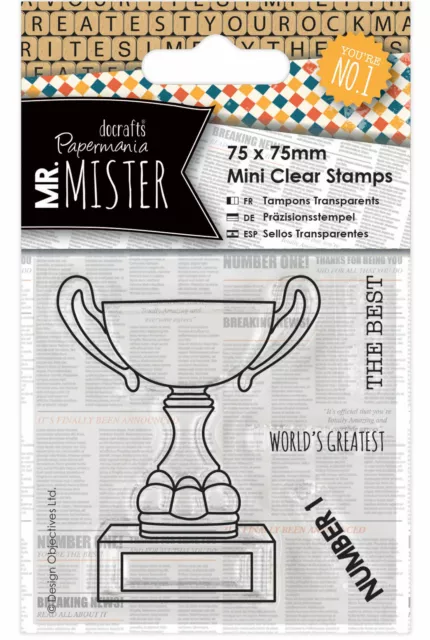 Docrafts Papermania clear rubber stamp set Mr Mister Trophy best dad Fathers day