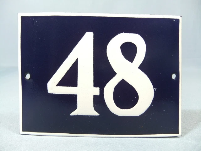 Antique Vintage French Enamel Chic & Shabby Style House Door Plate - Number 48