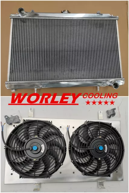 For NISSAN SILVIA RADIATOR+Shroud+FANS S14 S15 SR20DET 240SX 200SX 3ROW ALUMINUM