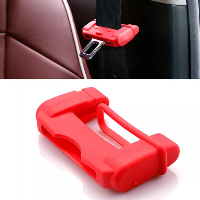 1x Car Seat Belt Buckle Clip Silicone Anti-Scratch Cover Red Safety Accessories