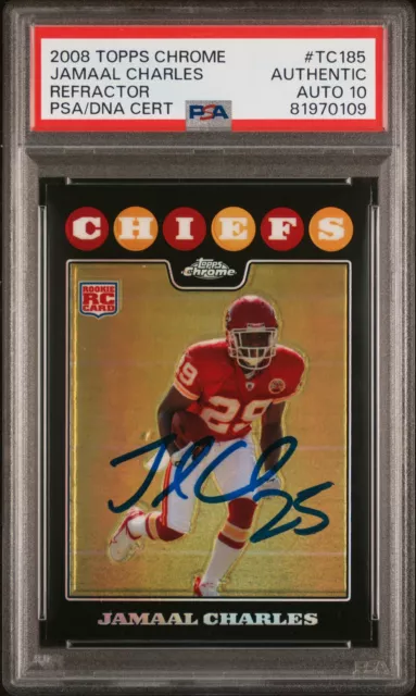 Jamaal Charles 2008 Topps Chrome Refractor Rookie Card #TC185 Auto PSA 10 970109