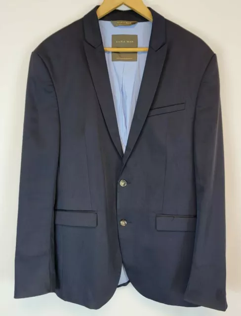 Zara Man Velvet Blazer Suit Jacket Sport Coat Navy Blue 1792/305