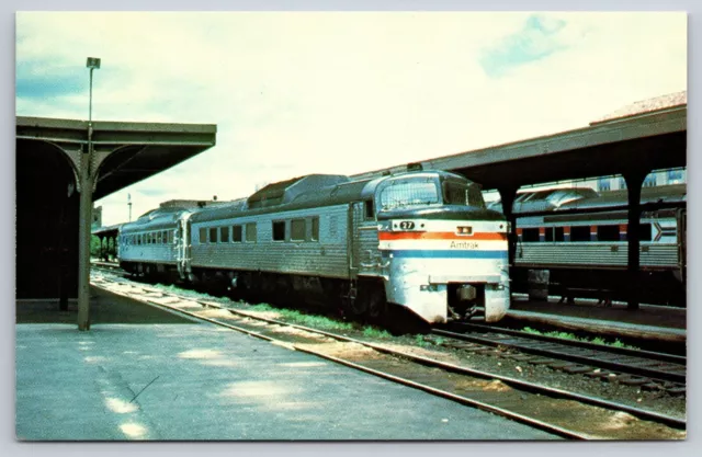 Postcard Train Amtrak Bud RDC Cars Massachusetts c1979  83