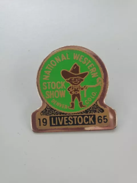 Vtg 1965 National Western Stock Show  Pin Screw On Denver Colorado hat tack