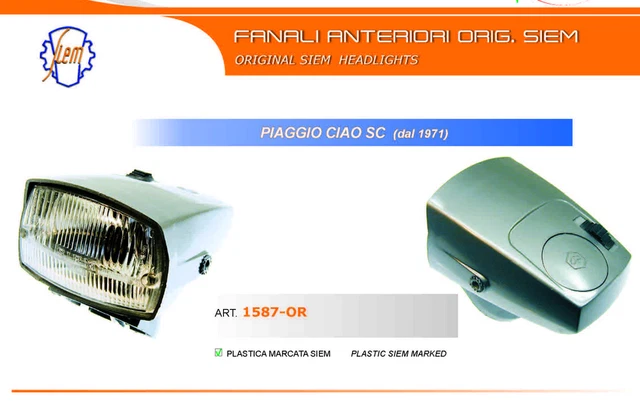 Fanale Faro Piaggio Ciao Sc Dal 1971 Grigio Siem 1587-Or