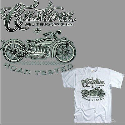 Custom Biker T-Shirt Moto Uomo Oldtimer Classic Vintage Motocicletta 4042 WH